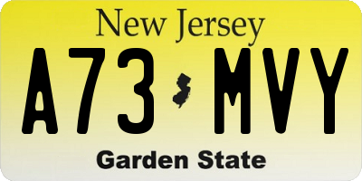 NJ license plate A73MVY