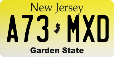 NJ license plate A73MXD