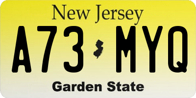 NJ license plate A73MYQ