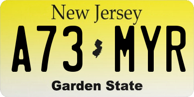 NJ license plate A73MYR