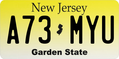 NJ license plate A73MYU