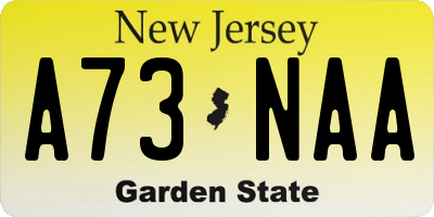 NJ license plate A73NAA