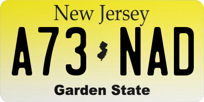 NJ license plate A73NAD