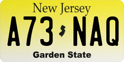 NJ license plate A73NAQ