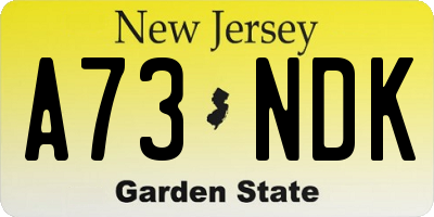 NJ license plate A73NDK