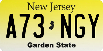 NJ license plate A73NGY