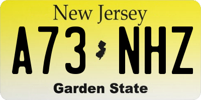 NJ license plate A73NHZ