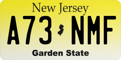 NJ license plate A73NMF