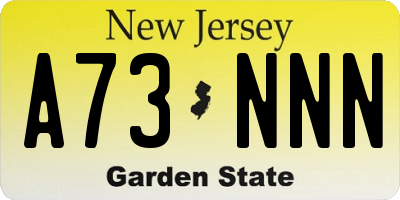 NJ license plate A73NNN