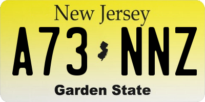 NJ license plate A73NNZ