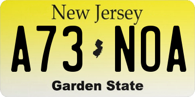 NJ license plate A73NOA