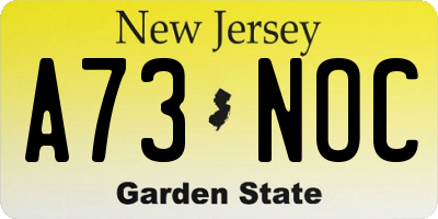 NJ license plate A73NOC