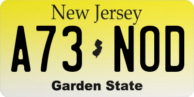 NJ license plate A73NOD
