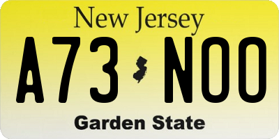 NJ license plate A73NOO