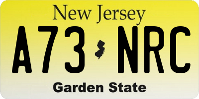NJ license plate A73NRC