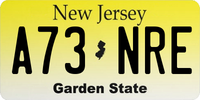 NJ license plate A73NRE