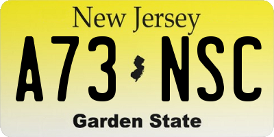 NJ license plate A73NSC