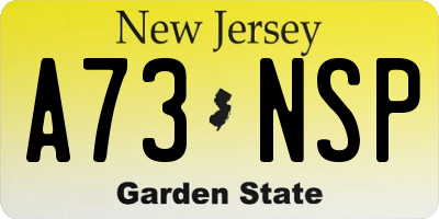 NJ license plate A73NSP