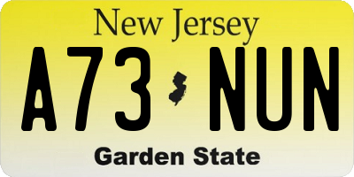 NJ license plate A73NUN