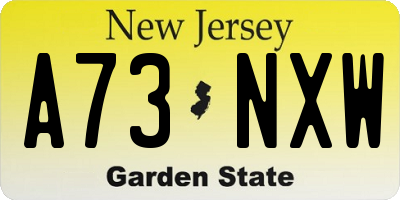 NJ license plate A73NXW