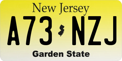 NJ license plate A73NZJ