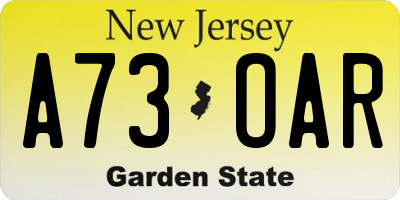NJ license plate A73OAR