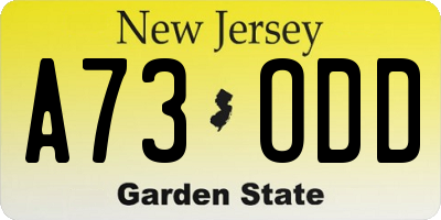 NJ license plate A73ODD