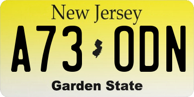NJ license plate A73ODN