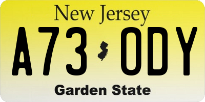NJ license plate A73ODY
