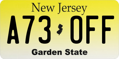 NJ license plate A73OFF