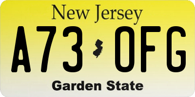NJ license plate A73OFG