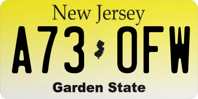 NJ license plate A73OFW