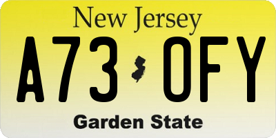 NJ license plate A73OFY