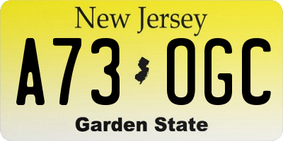 NJ license plate A73OGC