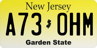 NJ license plate A73OHM