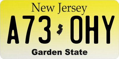 NJ license plate A73OHY
