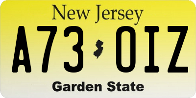 NJ license plate A73OIZ
