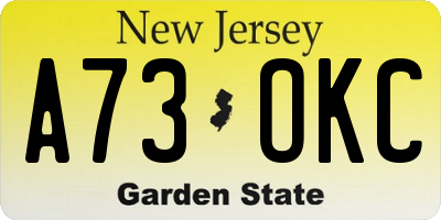 NJ license plate A73OKC