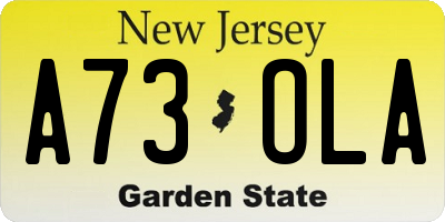 NJ license plate A73OLA