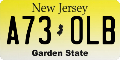 NJ license plate A73OLB