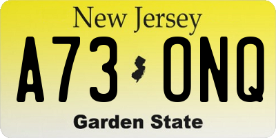 NJ license plate A73ONQ