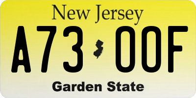 NJ license plate A73OOF