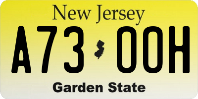 NJ license plate A73OOH