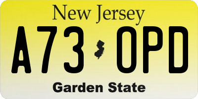 NJ license plate A73OPD
