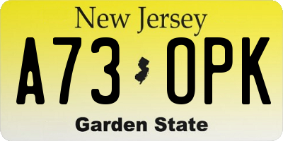 NJ license plate A73OPK