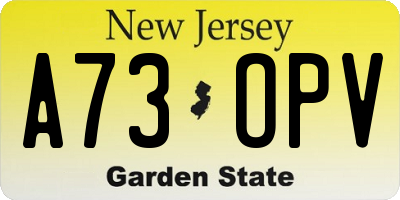 NJ license plate A73OPV