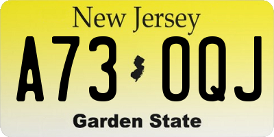 NJ license plate A73OQJ