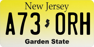 NJ license plate A73ORH
