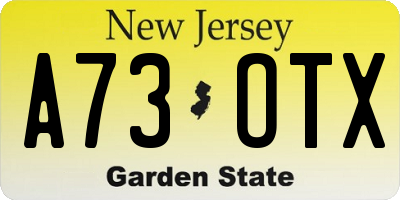 NJ license plate A73OTX