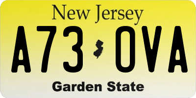 NJ license plate A73OVA